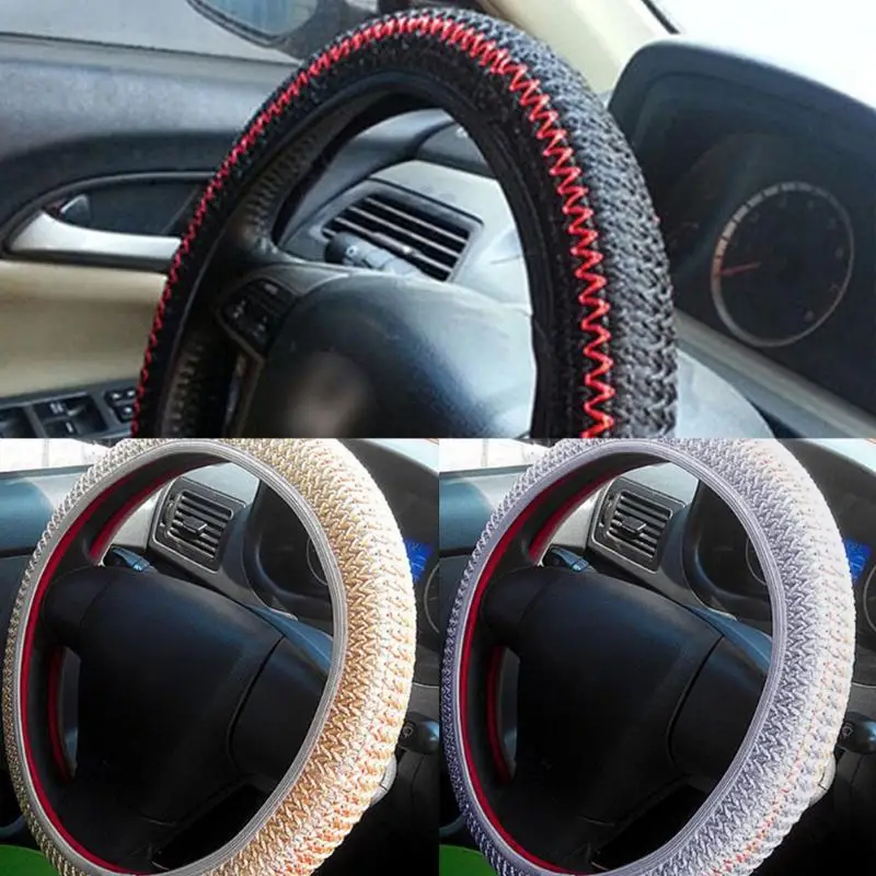 Ледяной шелк DIY чехол рулевого колеса автомобиля мягкий Автомобиль Стайлинг