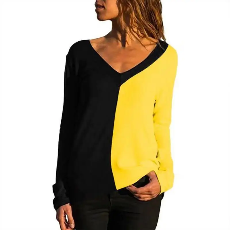 

Женская футболка с длинным рукавом, с V-образным вырезом