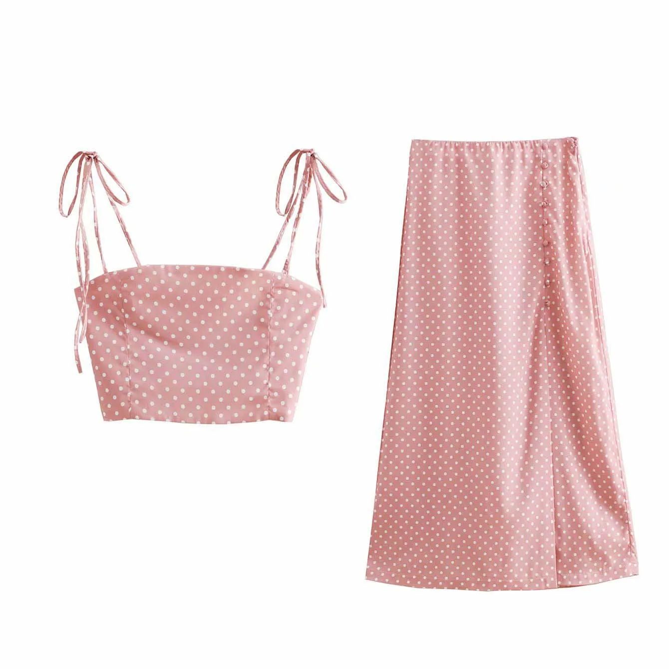 Повседневный комплект из двух предметов Женский винтажный укороченный топ на