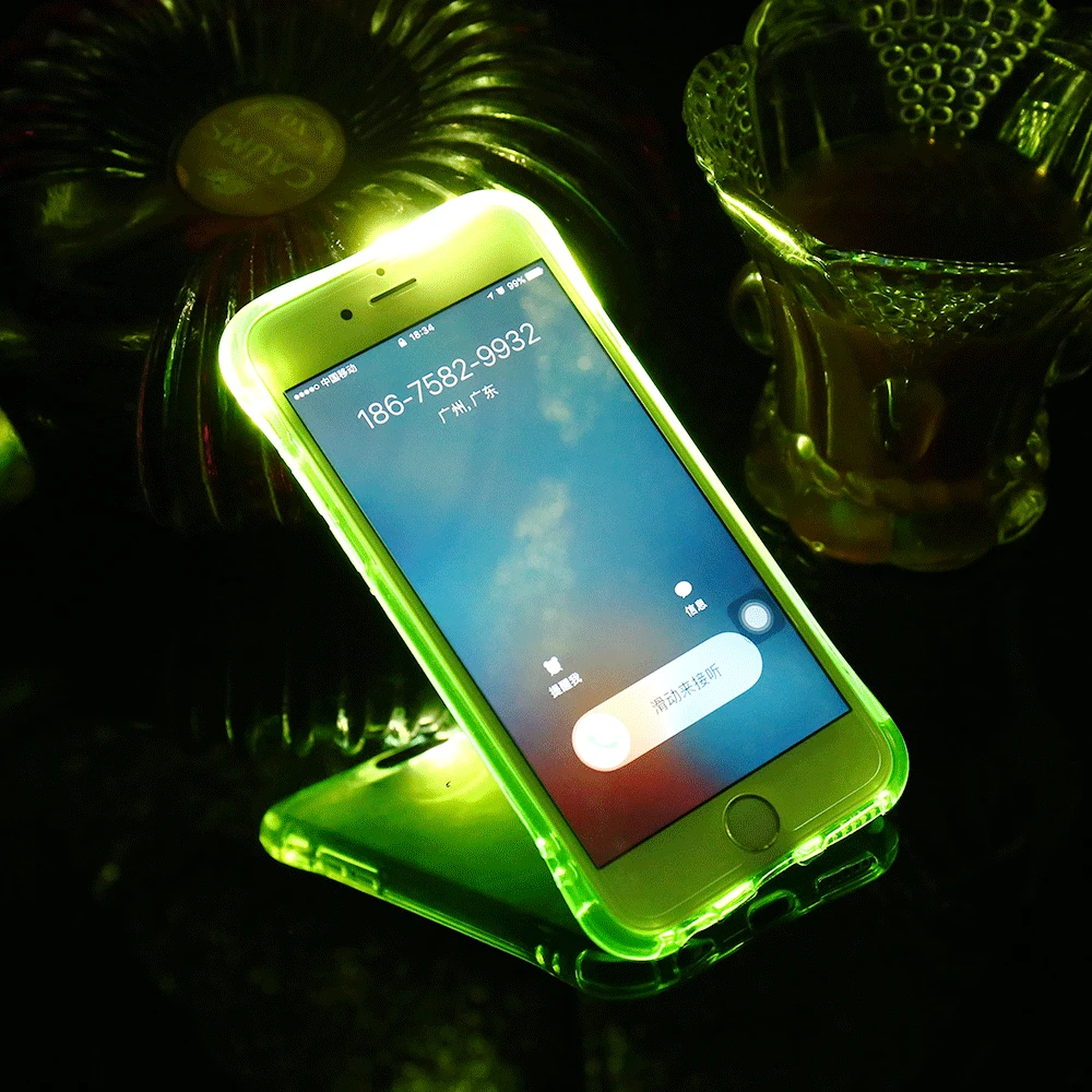 Чехол KISSCASE со светодиодной вспышкой для iPhone 6 s 7 8 Plus 5 5S светящийся чехол телефона