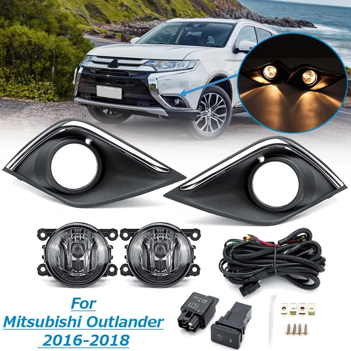 Для Mitsubishi Outlander 2016 2017 2018 1 пара бампер автомобиля туман светильник с лампой крышка