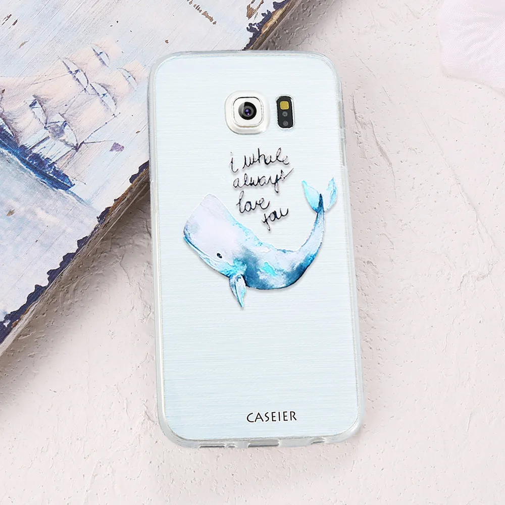 Чехол для телефона с милым узором кита CASEIER для Samsung S6 S7 Edge S8 Plus, мягкий силиконовый, крышки для Note 8.