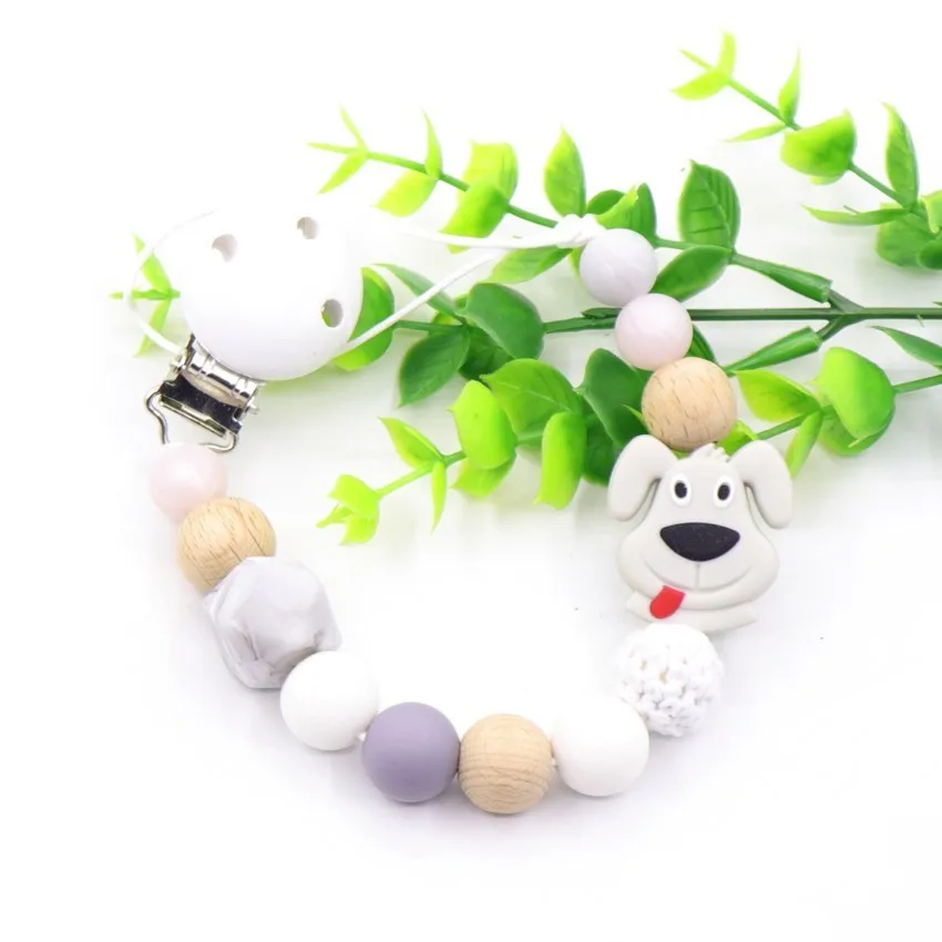 Силиконовая детская пустышка на цепочке с прищепкой зажим 2019 новорожденных Личность Собака соски пустышки