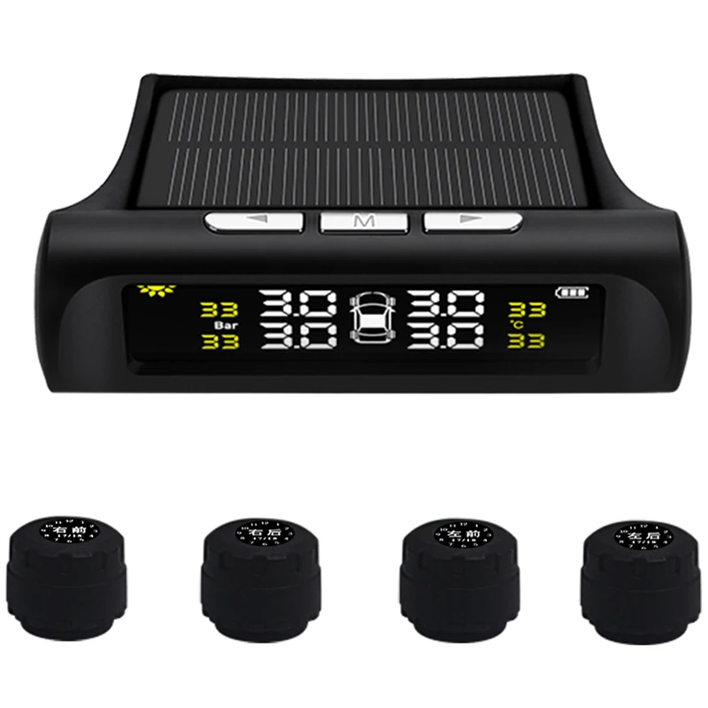 Умная автомобильная система контроля давления в шинах TPMS Солнечная USB мощность