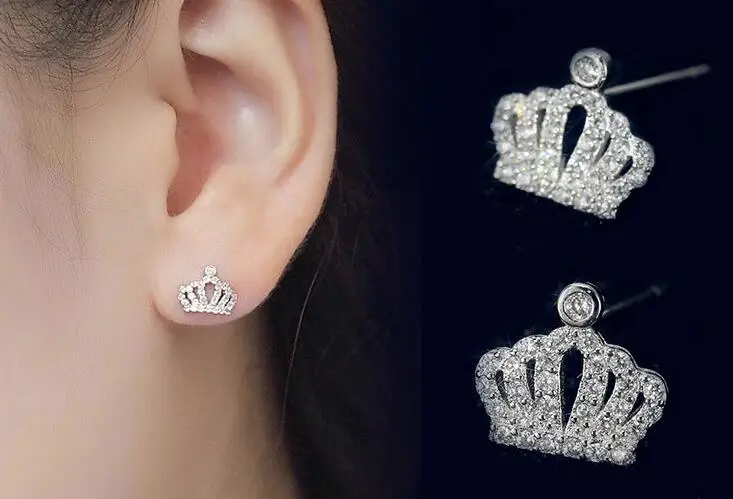 Корейские Аутентичные серебряные серьги 925 пробы ювелирные изделия корона