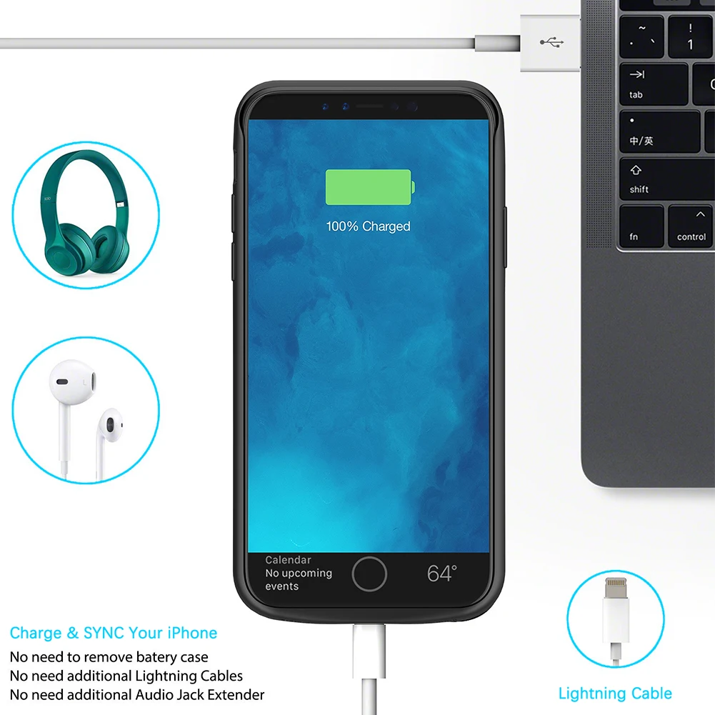 Battery Charger Case For iPhone X/Xs 6000mAh Power Bank Charging Powerbank X phone cover | Мобильные телефоны и