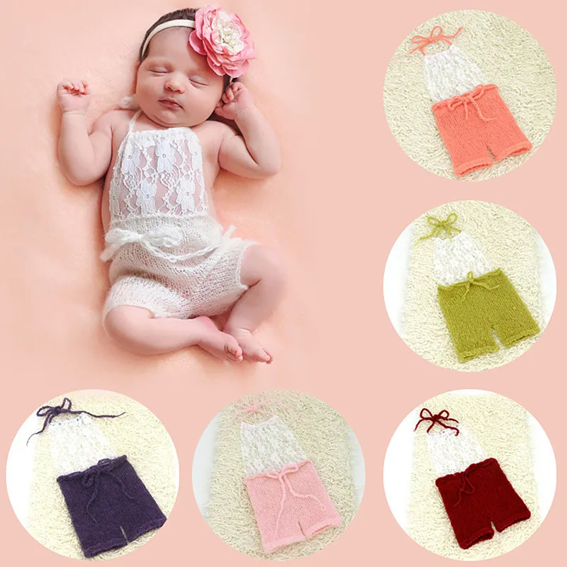 Newborn Photography Clothing Mohair lace Romper Studio Baby Girl Photo Props Accessories Fotografia Crochet Knitting Costume