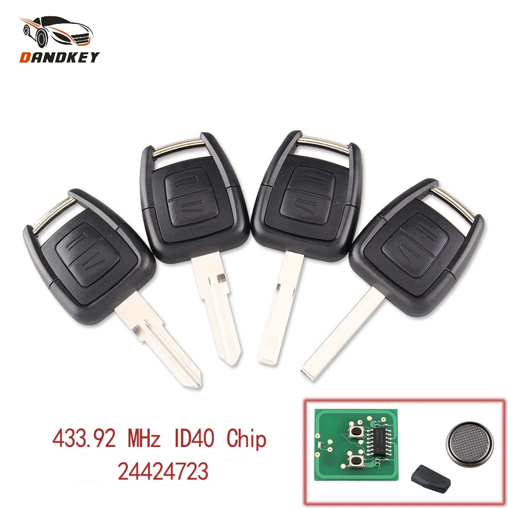 Dandkey 2 кнопки 433 МГц брелок дистанционный ключ для Opel Vauxhall Vectra Zafira OP1 24424723 с чипом ID40