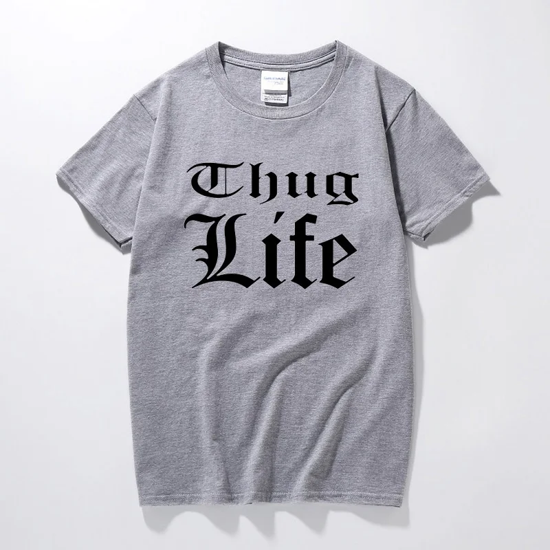 Лето 2018 г. Thug Life печатных футболки для мужчин короткий рукав хип хоп Тупак 2PAC рэп
