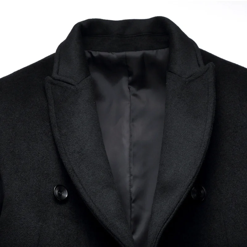 Для мужчин длинный плащ пальто 2017 Зима Шерстяное Slim Fit кашемировое куртки человек