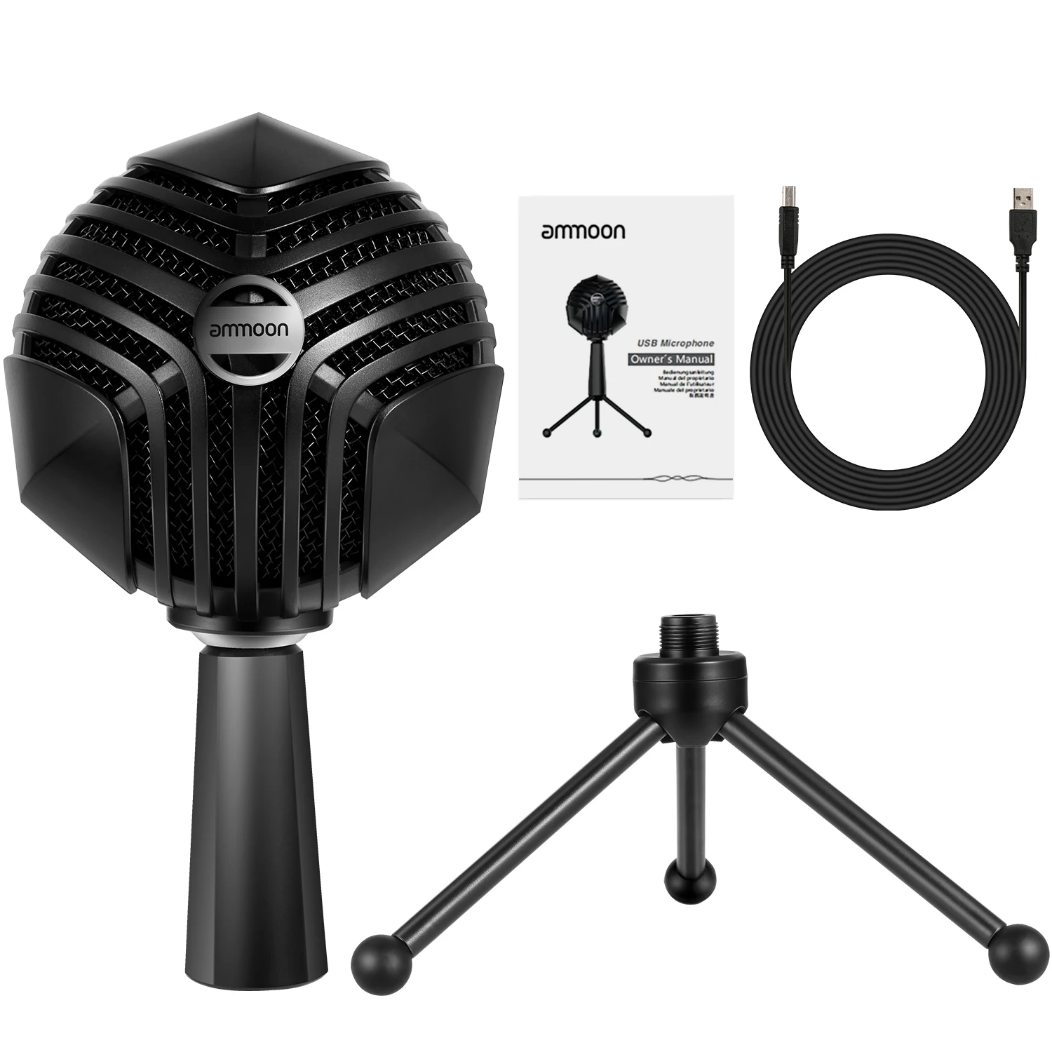 Ammoon GM 888 USB конденсаторный микрофон шариковый с настольным Мини металлическим