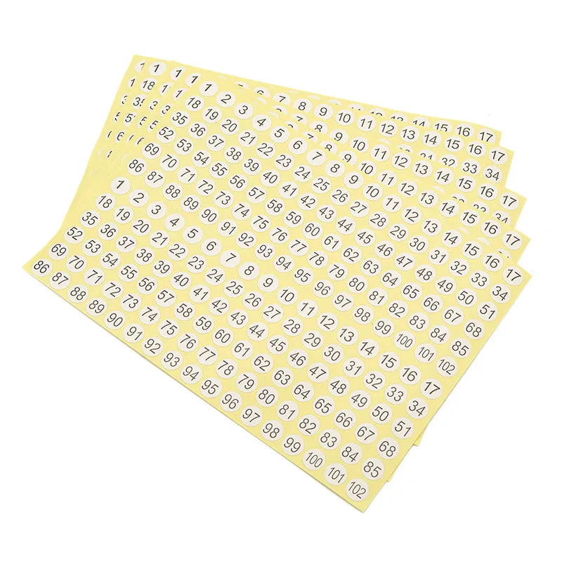 

5 листов, белые круглые наклейки с цифрами, самоклеящиеся маленькие ярлыки для одежды, наклейки, украшение для дома, школы, офиса