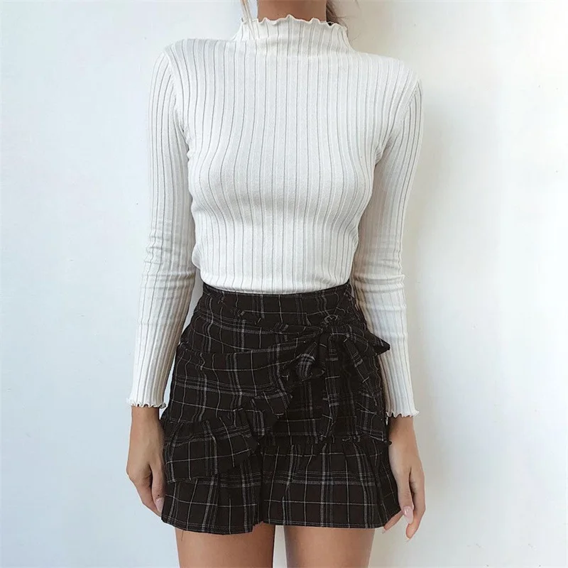 Fashion Cotton Knitted Sweater Slim Fit Jumper Women Pink Black White Basic Top Spring Ladies Solid Pullover Pull Femme | Женская одежда