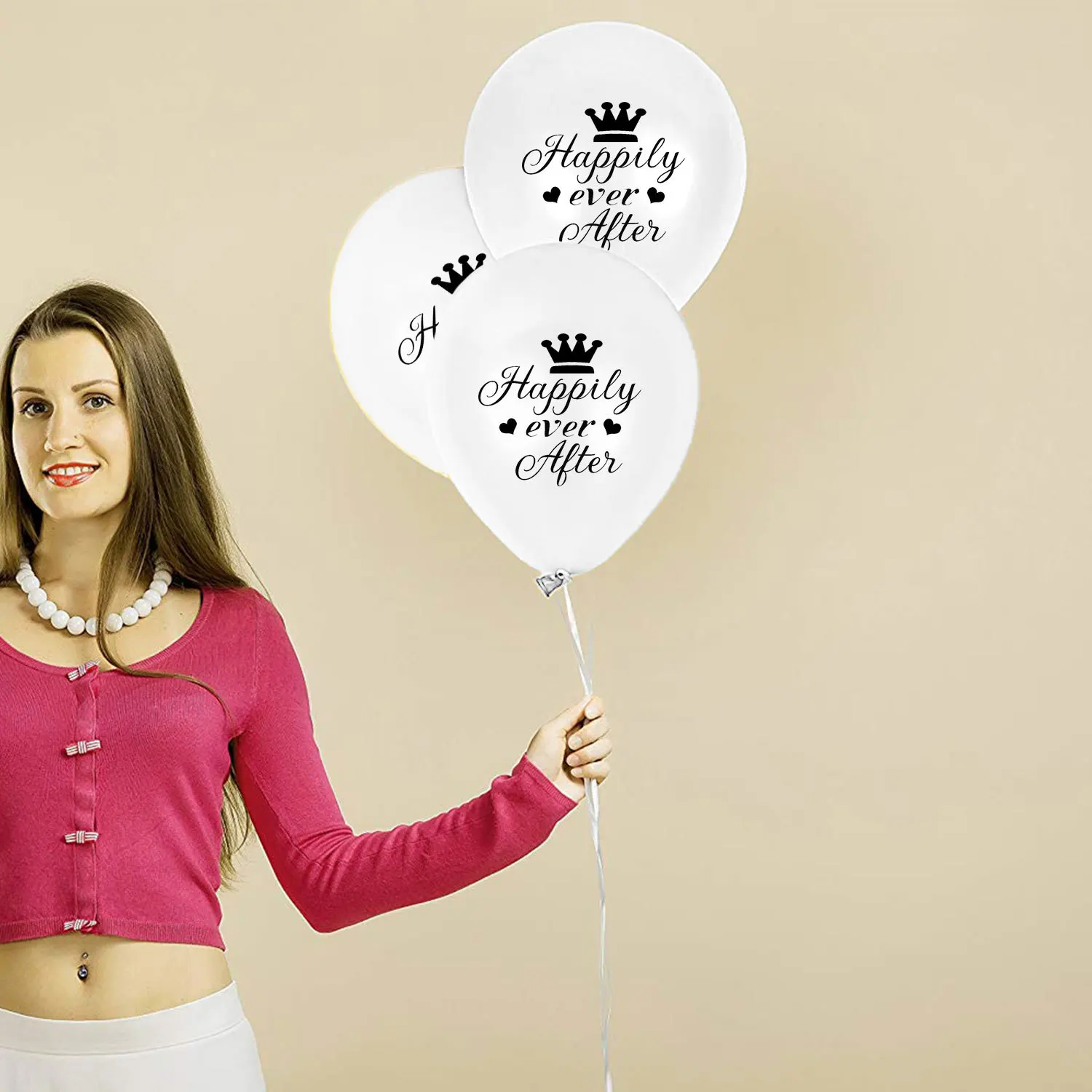 

12inch Crown Latex Balloons Happily Ever After Ballons Letter White Wedding Decorations Helium Air Ball Wedding Party Supplies
