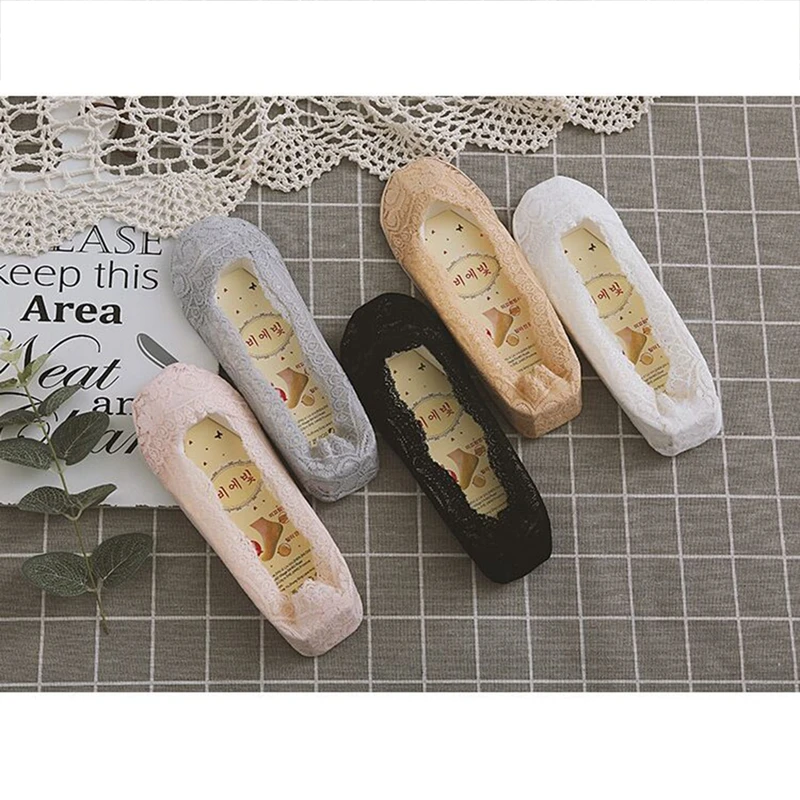 Sexy Lace Floral Sock Women Silicone Non-Slip Invisible Boat Socks Ladies Summer Breathable Solid Color Low Cut Short | Женская одежда