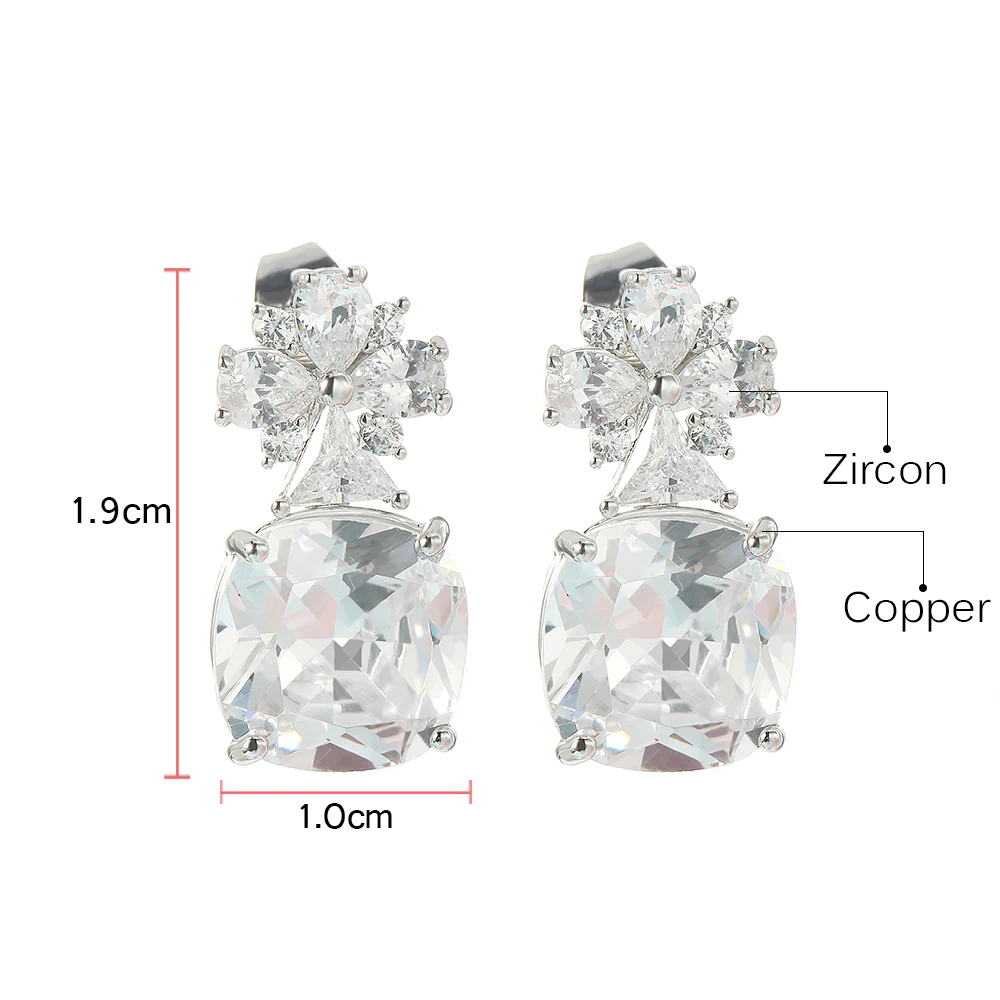 Women Dangle Drop Earrings with Full AAA+ Cubic Zirconia Zircon Flower Shape Light High Quality New Jewelry | Украшения и