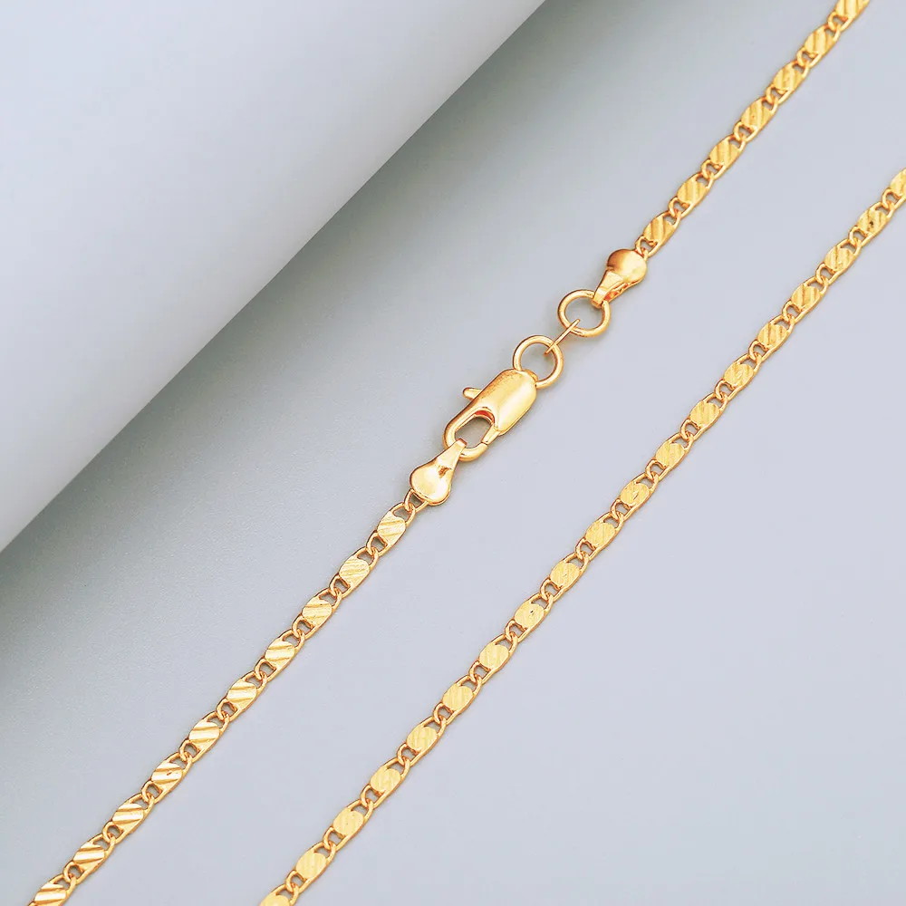 Copper Unisex Mariner 2mm Flat Chain Necklace Punk Jewelry 1PC Section For Anniversary Day Jewelry