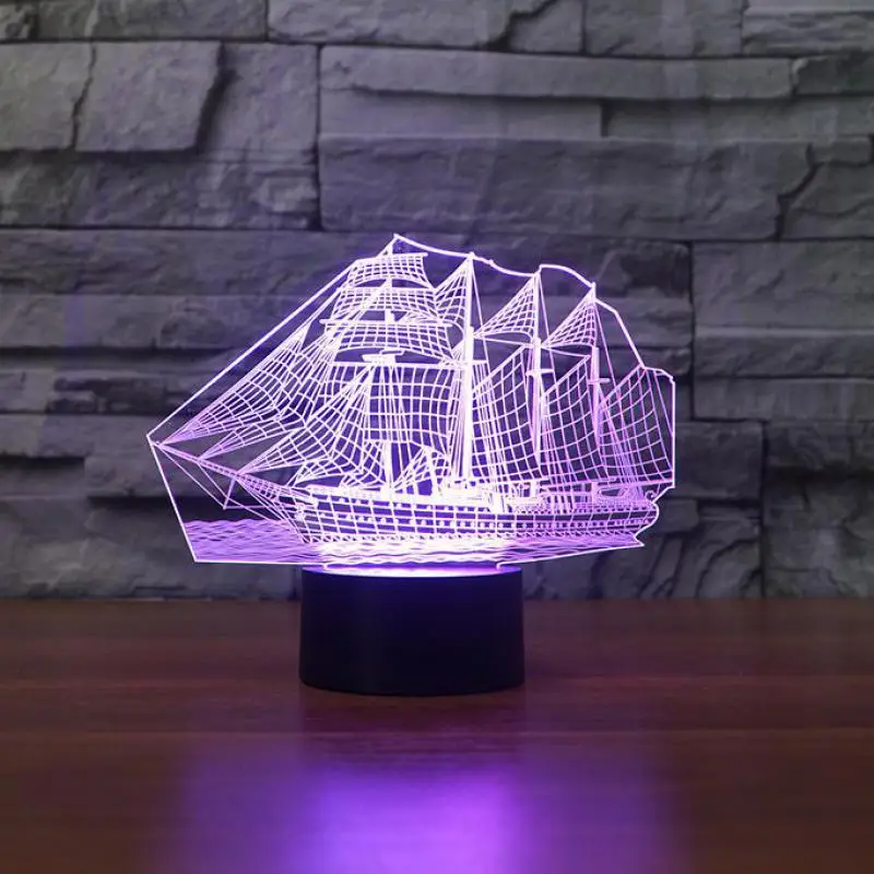 Креативные товары Парусная 3d лампа светодиодный декоративный настольный ночник