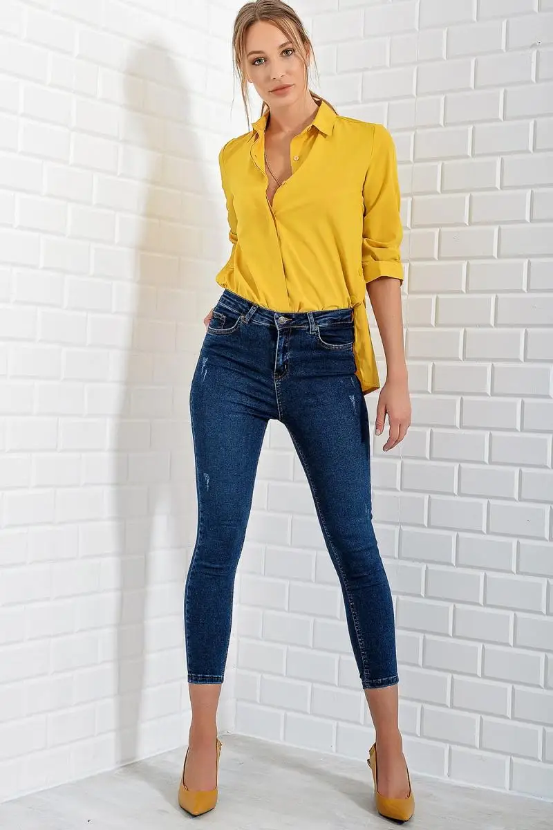 Trend: alacati Style Women Blue High Waist Skinny Jean ALC-5384 |