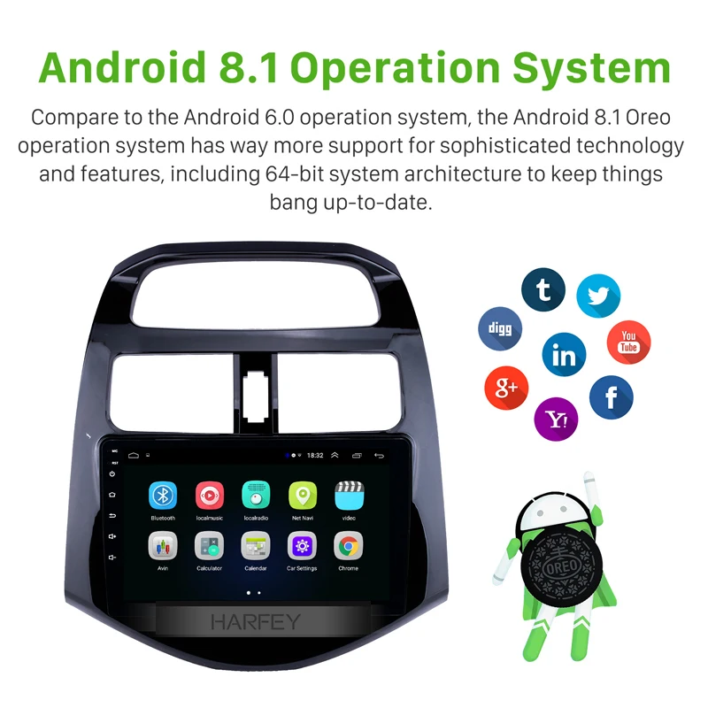 Harfey 9 &quotAndroid 1 для 2011 2012 2013 2014 Chevrolet DAEWOO мультимедийный плеер GPS навигация Bluetooth Wifi