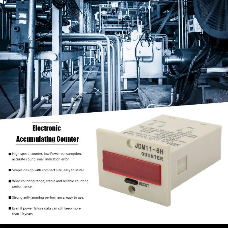 JDM11 6H 6 цифр Дисплей электронный счетчик AC220V / DC36V DC 24V 12V Высокое качество|Счетчики|