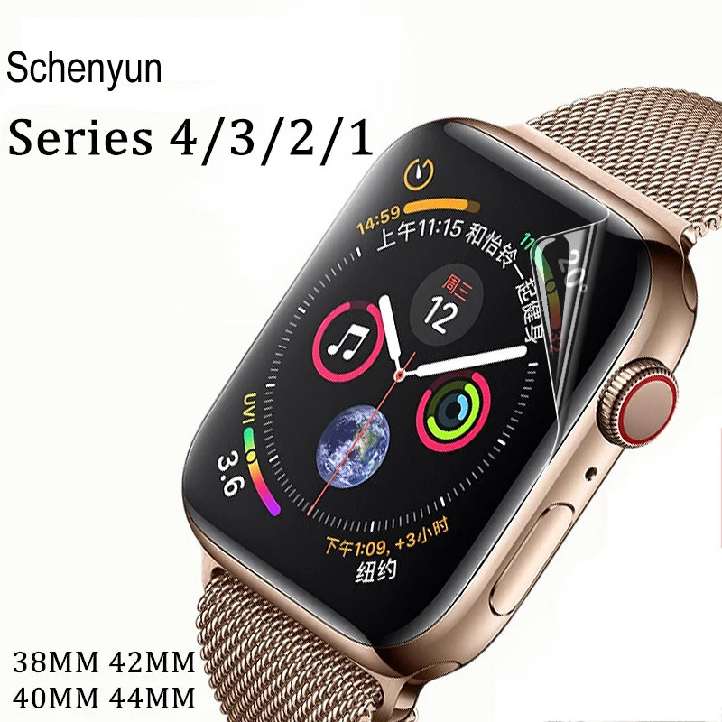 2 шт. Защита экрана для Apple Watch 42 мм 44 40 38 Гидрогелевая пленка защита Полный край не