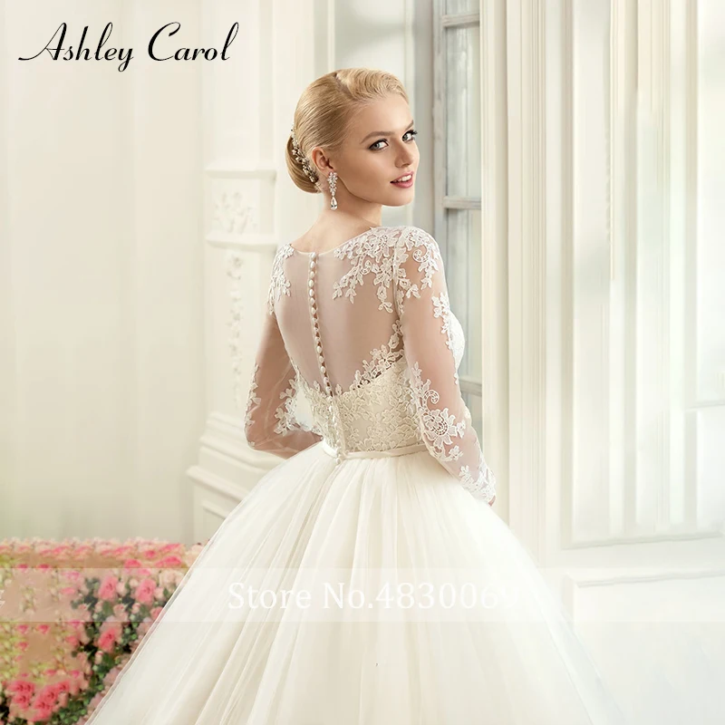 Ashley Carol Модное бальное платье из тюля с длинным рукавом, свадебные платья, простое свадебное платье, винтажные свадебные платья принцессы