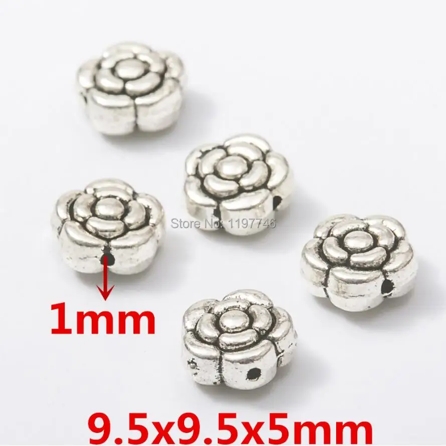 Silver Beads for Jewelry making 10pcs Metal Small Hole Heart Flower Charms Round Spacer Bracelets | Украшения и аксессуары