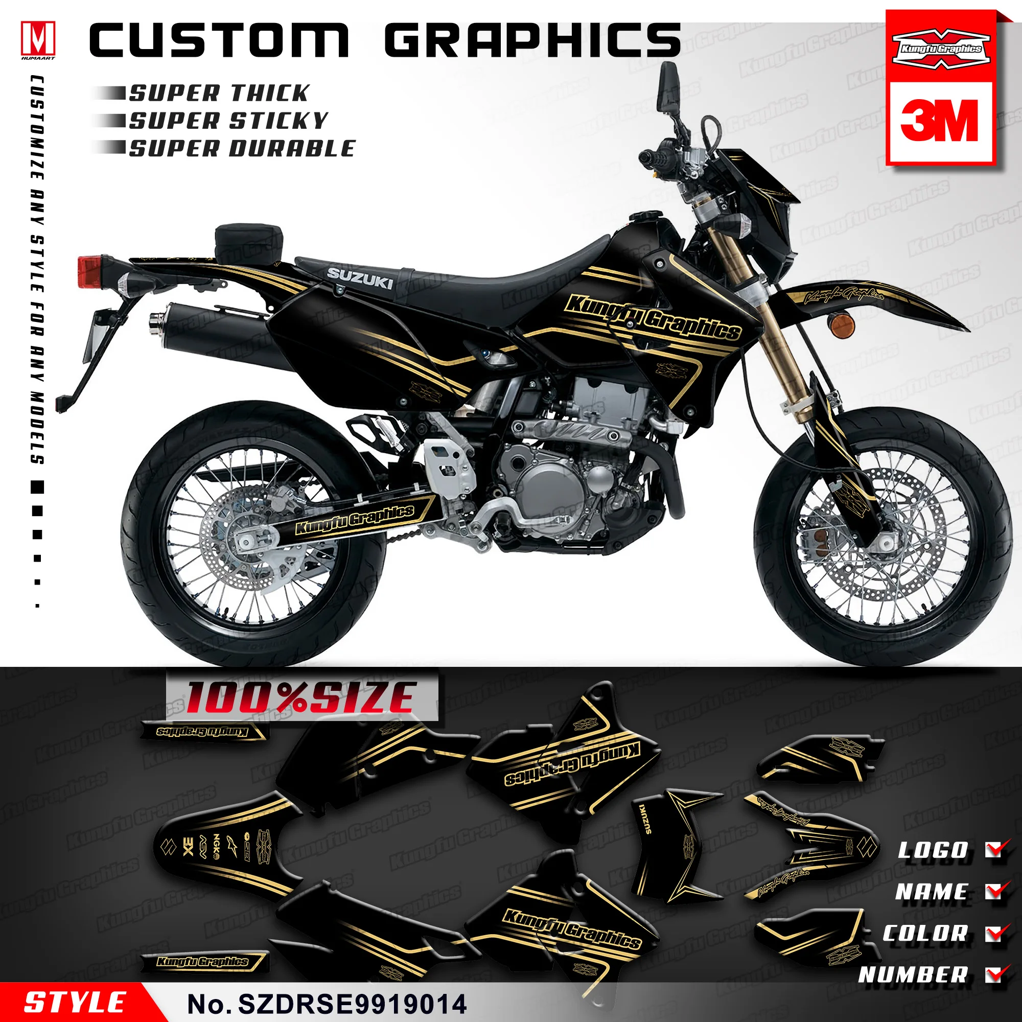 KUNGFU графические виниловые наклейки MX Набор наклеек для DRZ 400 SM Supermoto DRZ400E Enduro 1999 2019