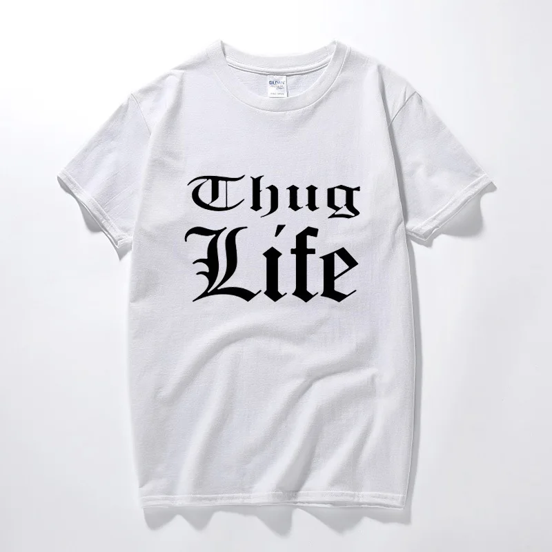 Лето 2018 г. Thug Life печатных футболки для мужчин короткий рукав хип хоп Тупак 2PAC рэп