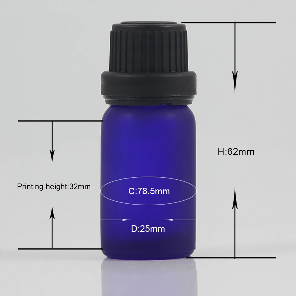 Empty blue glass bottle 10ml with plastic screw cap and inner sert dispenser glass bottle 10ml