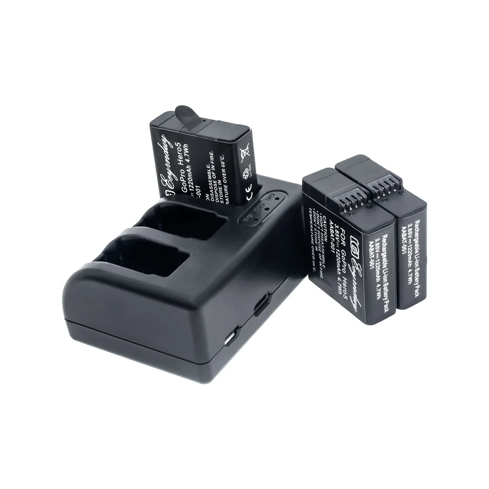 3 Pack аккумуляторная батарея и трехканальное зарядное устройство для GoPro HERO6 Black HERO5