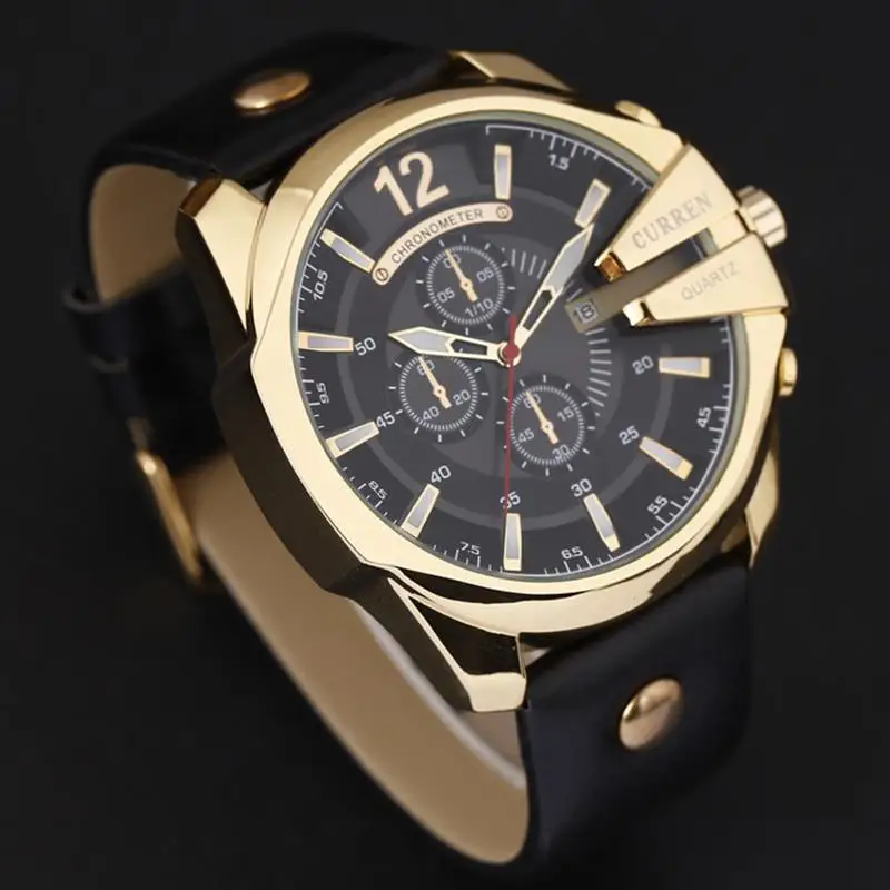 Curren 8176 мужские часы лучший бренд класса люкс золотые модный кожаный ремешок