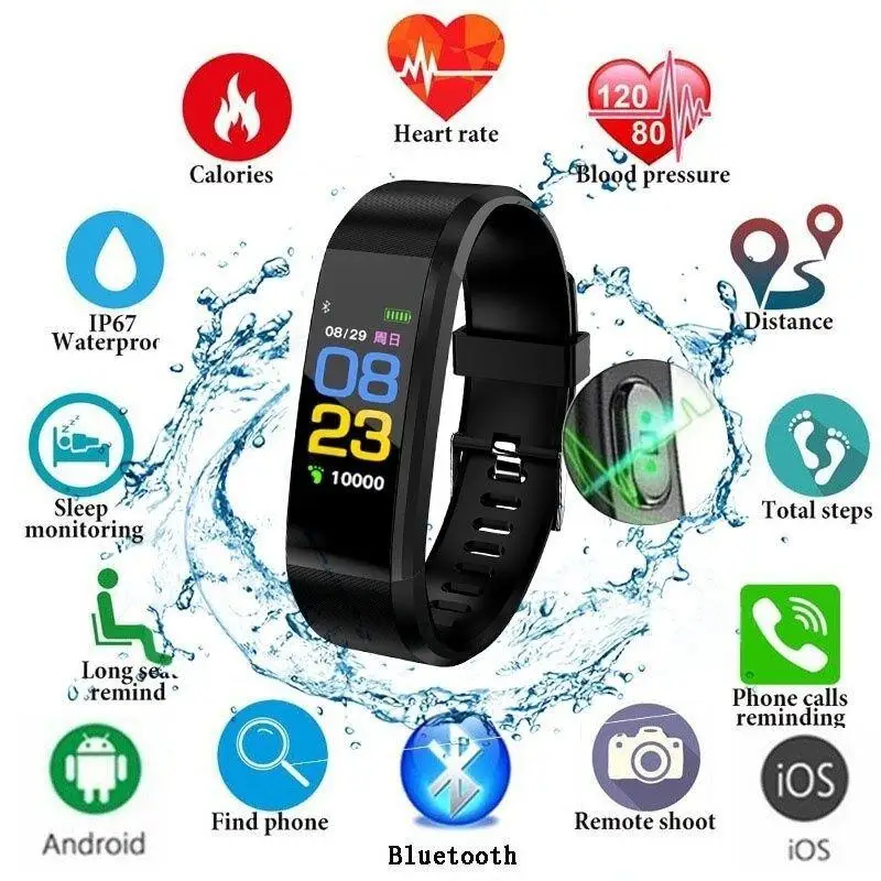 Smart Band Waterproof Heart Rate Monitor Bracelet Fitness Tracker Pedometer Wristband For Women Men Sport Watch | Наручные часы