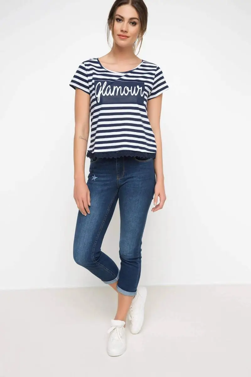 Дефакто Женщины Ruched печати Блузка H0403AZ. 17SM. NM12| |
