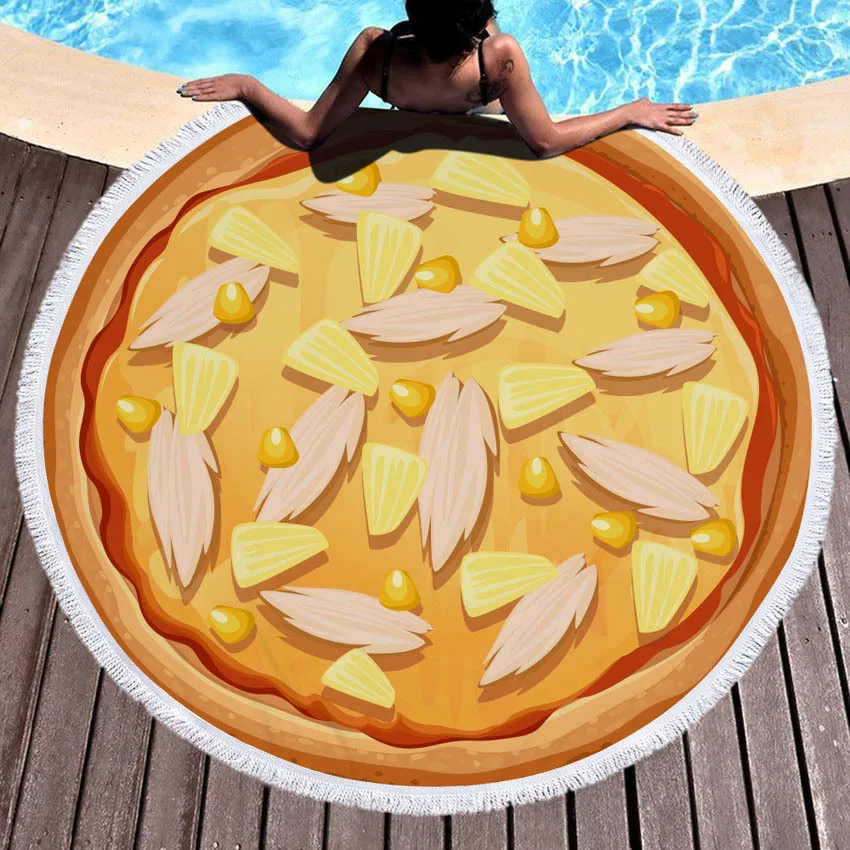 Pizza Round Summer Beach Towel Yoga Mat Home Blanket Seaside Bath Wall Tapestry Women Bikini Cover Up Toalla Decor | Дом и сад