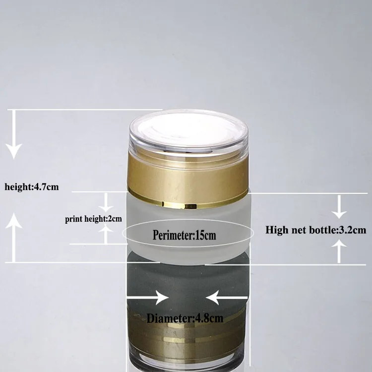 Пустая матовая стеклянная банка 20 г с акриловой Золотой/серебряной крышкой