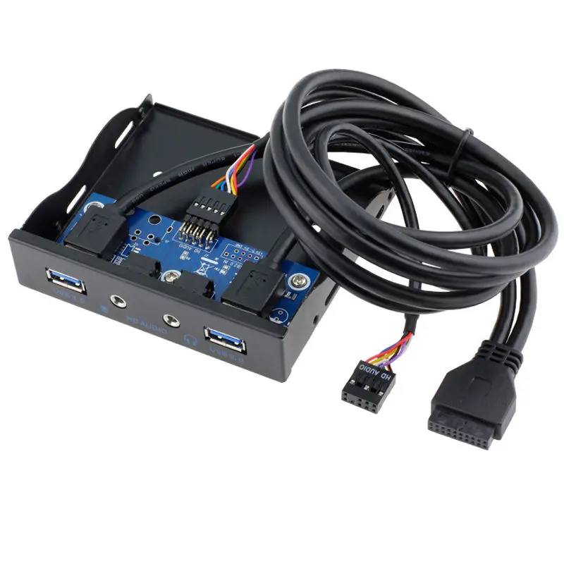 20Pin до 2 Порты и разъёмы USB 3 0 концентратор HD аудио 5 в ПК флоппи Передняя Панель