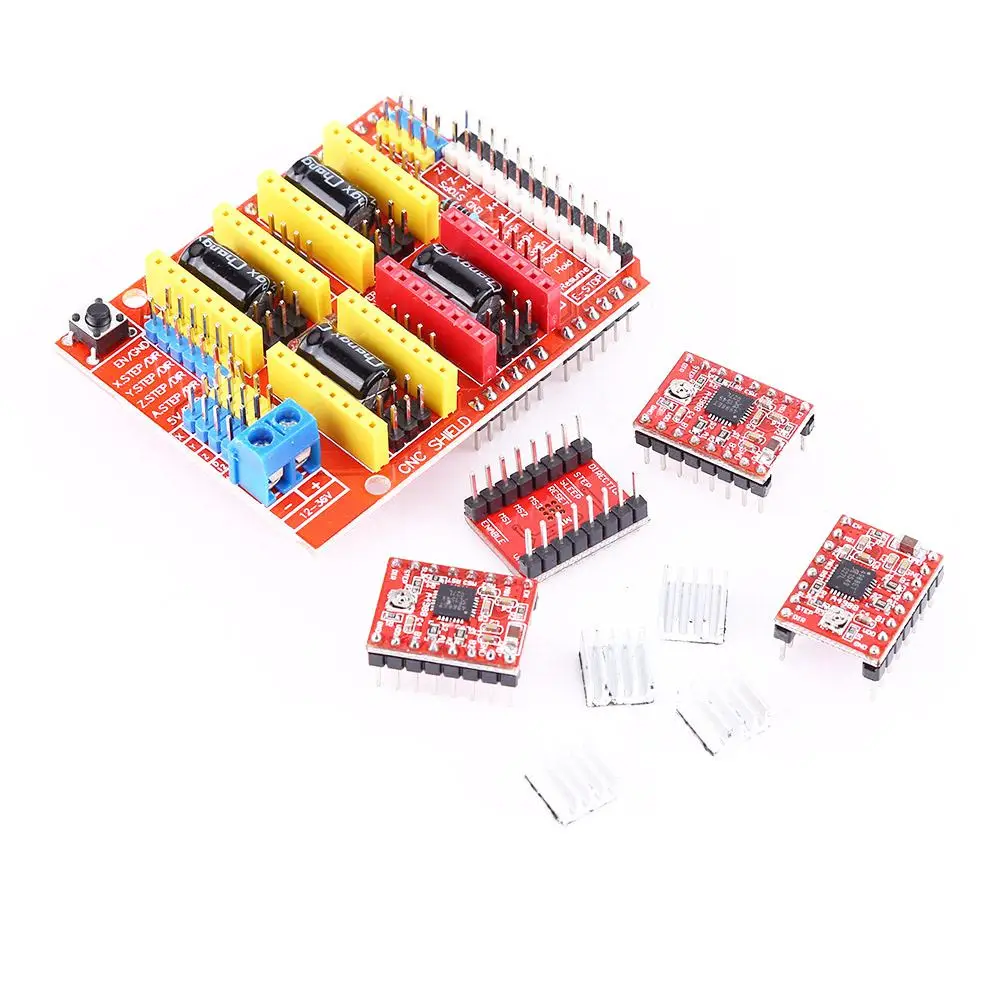 3D щит с ЧПУ для UNO R3 + 4 шт. A4988 Драйвер шагового двигателя Arduino принтера