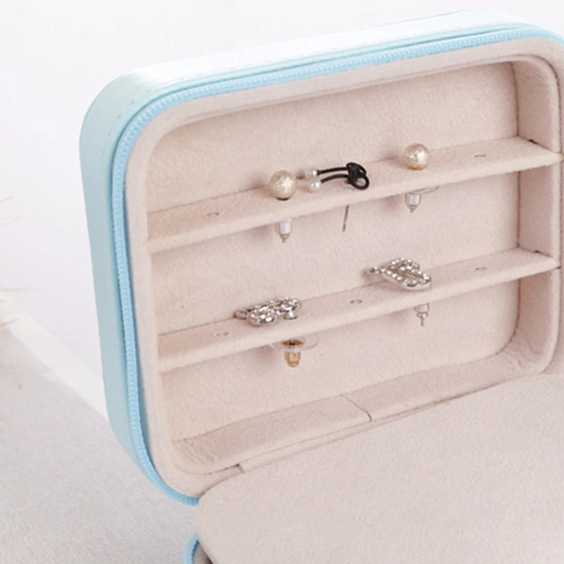 New L Women's Mini Stud Earrings Ring Jewelry Box Useful Makeup Organizer With Zipper Travel Portable Storage Case | Украшения и