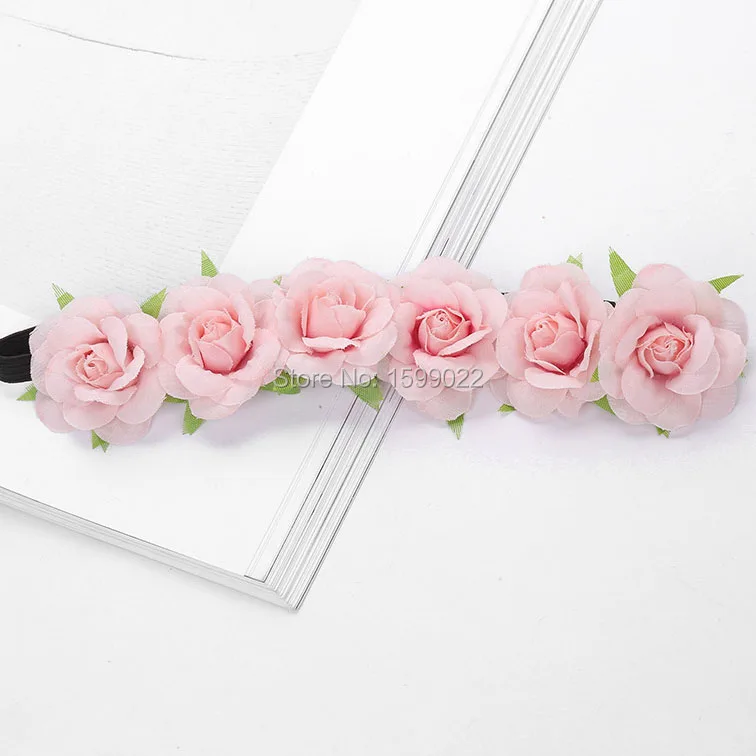 Flower Crown Headband Woman Girl Bridal Floral Lace Pink Burgundy Flowers Hair Accessories Elastic Wedding Head Garland| |
