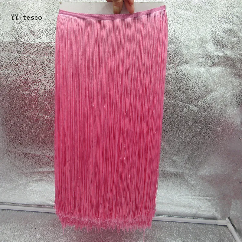 

YY-tesco 5 Yard 100CM Long Fringe Trim Lace Pink Fringe Trimming Tassel Lace Ribbon Diy Latin Dress Stage Clothes Accessories