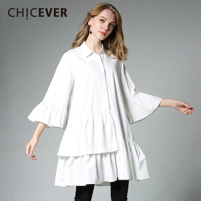 Женское плиссированное платье CHICEVER черное свободное большого размера с