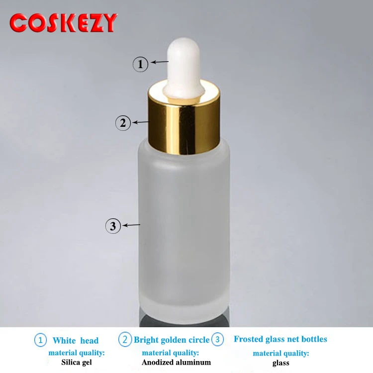 30ml Frosted Glass Bottle With Pipette Dropper, Empty Hair Oil Glass Bottle For Cosmetic Packging Container