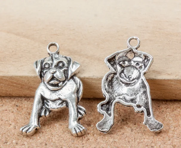 

100pcs Exquisite dog charm 26x18x4mm Antique silver pendants Handmade accessories craft Jewelry Making bracelet necklace