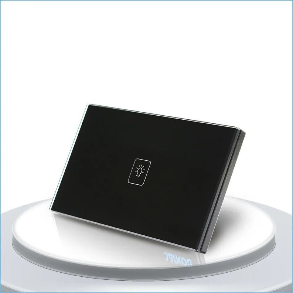 US Standard Touch Switch Black Crystal Glass Panel 1 Gang 2 Way Light Wall Socket For Lamp | Обустройство дома
