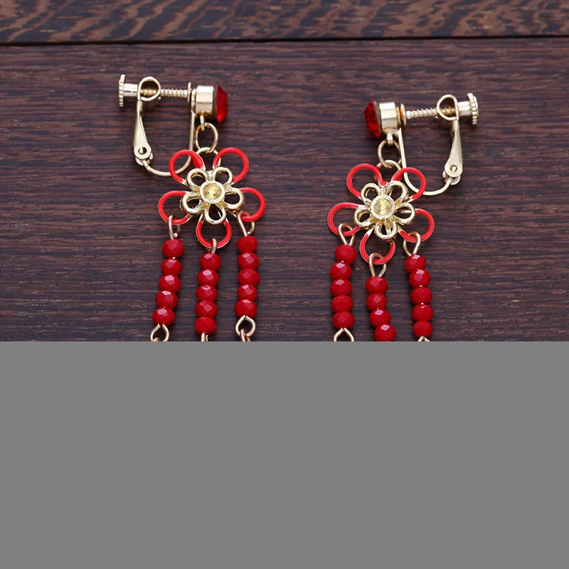 Wedding Bride Chinese Hair Jewelry Set Red Beaded Phoenix Headdress Costume Tassel Step Shakes Retro Women Headwear Ornaments | Украшения и