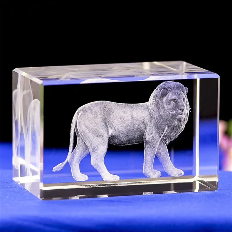 Аксессуары для украшения дома хрустальные 3D лазерная гравировка Лев Свадебный