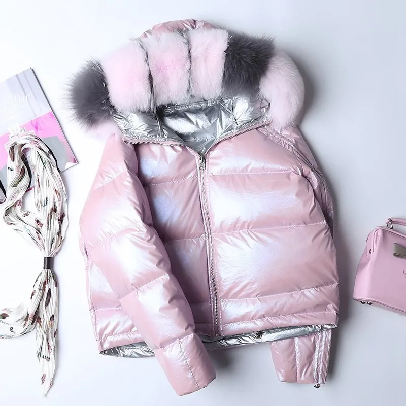 Women Winter Big Fur Collar Down Parka Waterproof 90% White Duck Down Jacket Warm Loose Down Coat Casual Thicken Outerwear PJ349