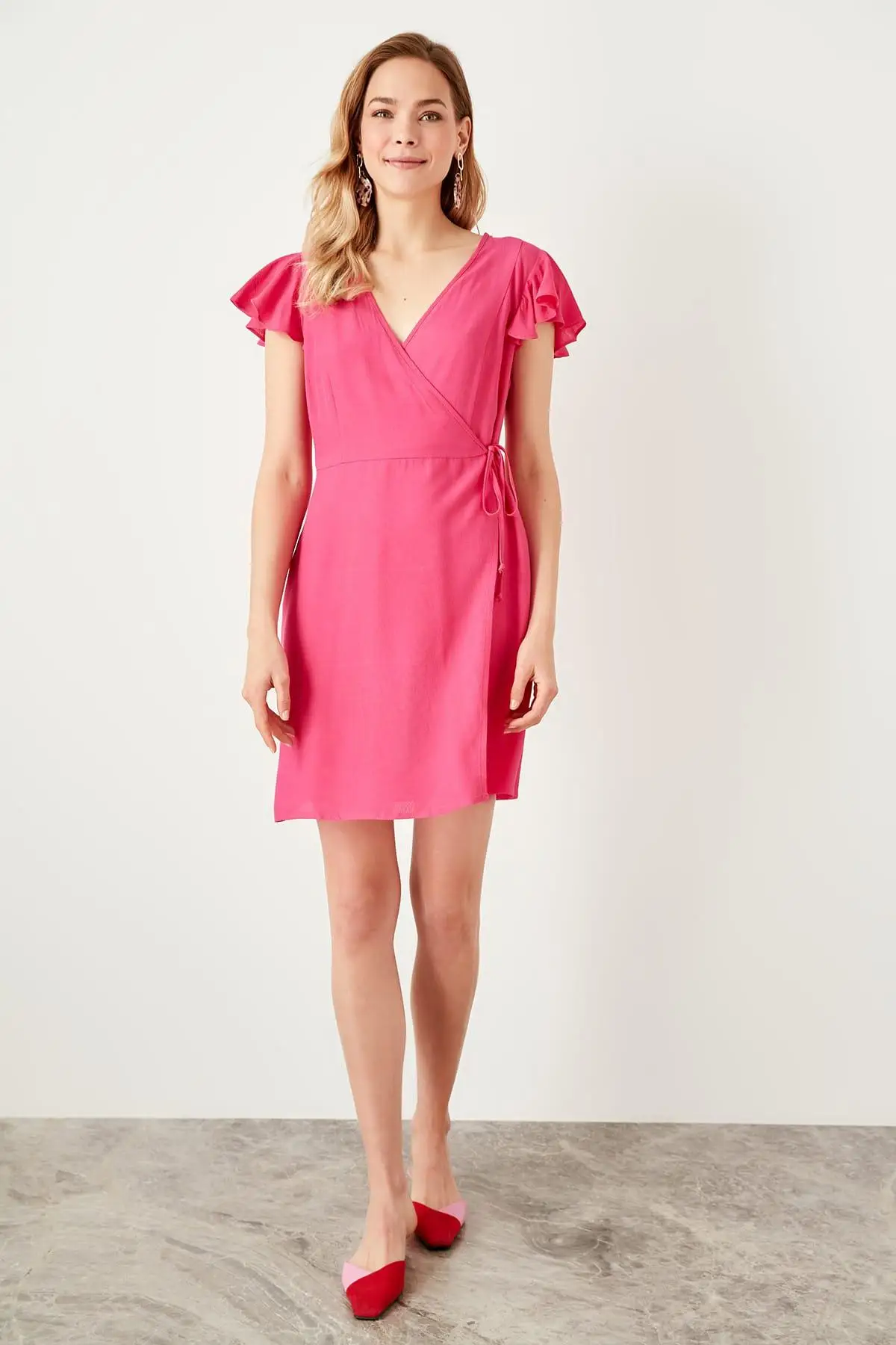 Trendyol платье цвета фуксии со шнуровкой TWOSS19YD0066|Женские платья| |